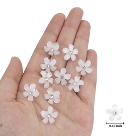 JRYXDS 10 Stück Weiße Mini Blumen Haarspangen Mit Strass,Strass-Metall-Haarnadeln Für Frauen,Für Mädchen, Hochzeit, Haarschmuck, Dekorativ