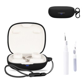 NOUKAJU for Baseus Bowie MF1 Case Cover, Earphone Protective Cover(with Carabiner + Lanyard + Cleaning Pen) Drop-Proof,Shock-Proof,Protective Case for Baseus Bowie MF1 Open-Ear Headphones(Black)