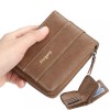 Mens Zipper Wallet Large Capacity Leather Bifold Purse with ID