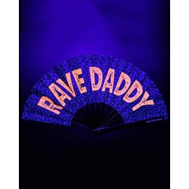 Rave Daddy Hand Fan | Rave Hand Fan | Festival Hand Fan | Daddy Accessories | UV-Hand  Fan - Large Hand Fan - Size: 13.5" Festival Hand Fan