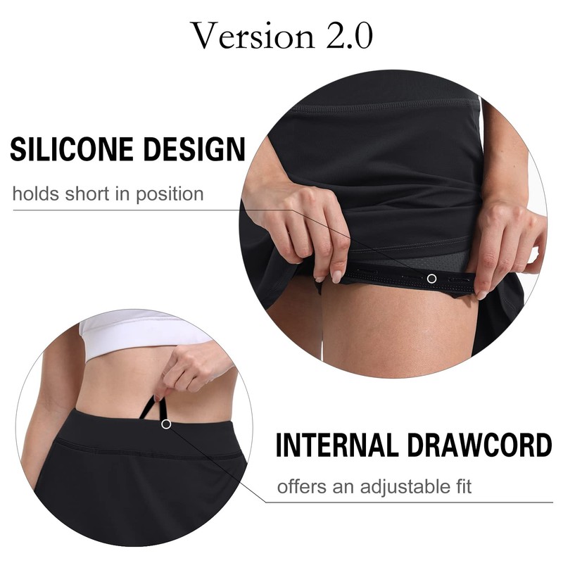 Fulbelle - Faldas de tenis para mujer con bolsillos, Negro