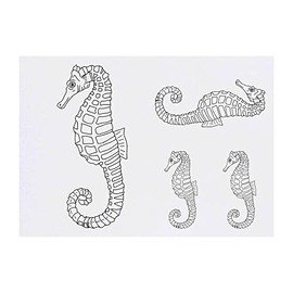 4 x 'Seahorse' Temporary Tattoos - Water Resistant, Skin-Safe, Non-Toxic Transfers, Mixed Sizes (TO00056012)