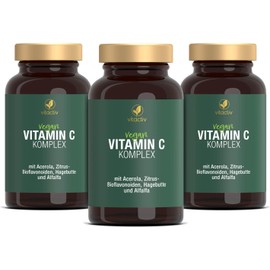 Vitactiv Natural Nutrition VITACTIV Vitamin C 1000 mg Complex + Acerola im 3er Pack, hochdosiertes Vitamin C mit zeitverz?gerter Abgabe, zur Normalisierung des Immun- und Nervensystems, mit Acerola-Kirsche (300 Tabletten)
