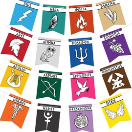 Greek Mythology Banner, Greek Gods Symbols Signs Banners, Greek Mythology Party Decorations by Htabiol, Fit for Percy Jackson Party, Camp Half Blood Birthday, Ancient Greece Classroom (Pre-Assembled)