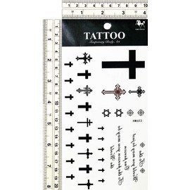 Umama Tattoos 3 Sheets Cross Temporary Tattoo Body Art Tattoo Sticker 3D Waterproof Men Women Realistic tattoos Cross Cartoon Pattern