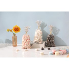 CEMECER 100PCS Wildflower Party Cellophane Treat Bags, 11 x 5 Inches Floral Candy Cookie Packing Plastic Clear Goody Bags Supplies for Baby Shower, Wedding, Birthday Party Favors.