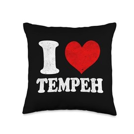 I Love Tempeh Vegan Vegetarian Vintage Throw Pillow