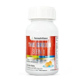 The Green 3 en 1 - Suplemento Natural para Apoyo Metabolico y Energia - Te Verde, Blanco, Rojo, Toronja, Jengibre, Nopal, L-Carnitina y Vitaminas B - 