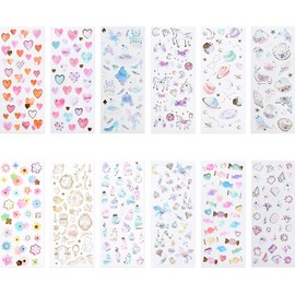 Pstyle PST-091 Cute Glitter Notebook Smartphone Deco Stickers Set of 12