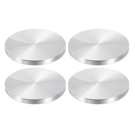 PATIKIL 80mm Round Shape Aluminum Disc, 4 Pack M10 Thread 7mm Thickness Hardware Aluminum Circle Glass Table Top Disc for Glass Table, Silver