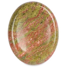 LEADGEM 2" Unakite Worry Stone for Anxiety Epidote Healing Crystals Love Stones 2"