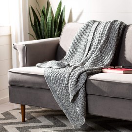 Safavieh Home Janan Dark Grey and Natural 50 x 60-inch Knit Blanket Throw