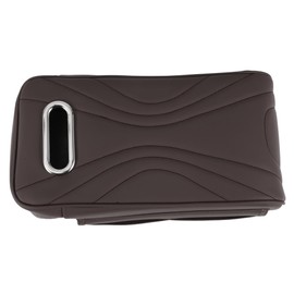 X AUTOHAUX Car Center Console Cover Car Armrest Cover Multifunctional 12.4"x6.3"x3.15" Dark Brown Nappa Leather Memory Foam