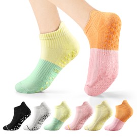 vvfxx Pilates Socks for Women- Non Slip Yoga Socks for Women, Breathable Cotton Socks for Yoga, Pilates, Barre, Dance, Barefoot, Workout, Pregnant, Fitness and Ballet Size M (7-9.5)