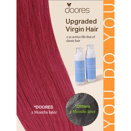 DOORES Real Hair Tape Extensions, Remy Hair Tape, Burgundy Red, 40 cm (16 Inches) 25 g, 10 Pieces, Supplement, Tape Extensions, Real Hair, Straight Hair