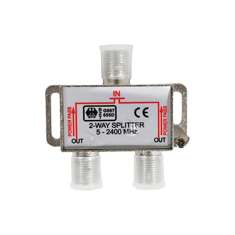 Nartel® 2 Way Satellite Splitter For Freesat, Freeview, Cable, Modem,