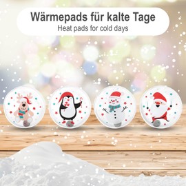 com-four® 4x reusable pocket warmers - Christmas hand warmers - heat pad for cold days and for on the go - heat kink cushion (04 pieces - colorful Christmas motifs)