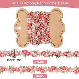 PH PandaHall 6 Yard Flower Lace Ribbon 6 Colours Flower Lace Trim 15 mm for Decorating Lace Flower Embroidered Decorative Ribbon for DIY Wedding Applique Sewing Crafts Scrapbooking Padding Patchwork