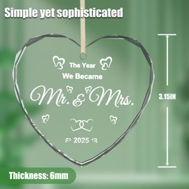 Wedding Gifts for Couples 2025,Crystal Glass Bridal Shower Gift,Wedding Giftsfor Newlyweds, First Christmas Married Ornament,Mr and Mrs Ornament