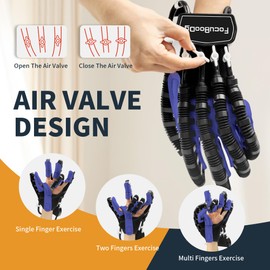 FocuBoody Hand Rehabilitation Robot Gloves Mobility Finger Training Equipment For Hemiplegia Stroke Cerebral Palsy Patient with USB Chargeable Left(Blue L)