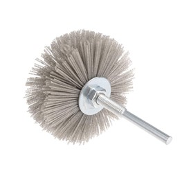 sourcing map Nylon Brush Attachment Disc Brush Wire Disc Brush 240 Grains with Shaft Diameter 6 mm