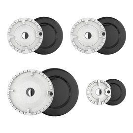 Gas Stove Burner Caps Set of 4,Burner Gas Cooker Hat Set,High Cooking Performance Stove Lids for Gas Burner Cap Cover Head Replacement Fits Most,1 Large 1 Small and 2 Middle(COLOR:Black&Sliver)