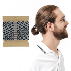 SwirlColor Hair Ties For Men, 10 Pcs Braided Elastic Mens Hair Bands No Damage Crease Breakage Hair Ties for Guys with Long Hair for Buns Curly Thick Dense Hair (Grey)