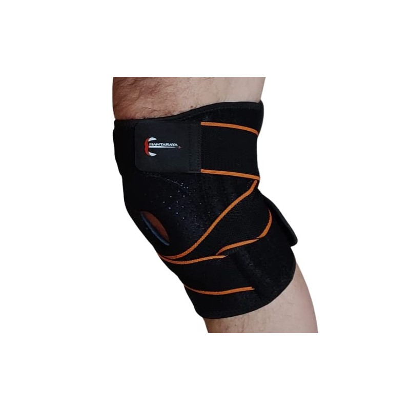 Manta Raya Knee Pad Elastica Ajustable con Gel (Negro con