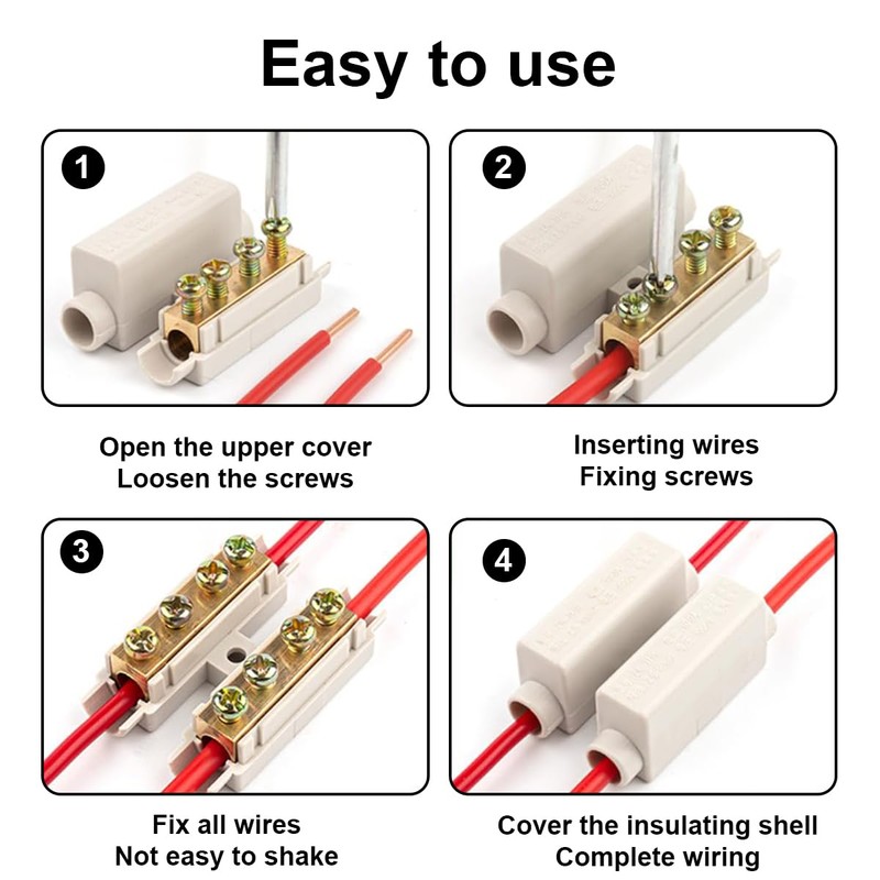 6 Pieces Through Connector, Cable Connector Terminal Block, ABS Housing,