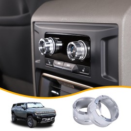 for Hummer EV Interior Accessories Rear Air Conditioner Switch Button Knob Cover,Climate Control Knob Covers,Aluminum A/C Decal Trim Rings Compatible with Hummer EV 2024 2025+ (Mecha Model Silver)