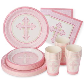 Royal Bluebonnet Baptism Plates and Napkins Party Supplies - Set of 24 First Communion Plates and Napkins, Baptism Decorations for Girls, Easter Paper Plates and Napkins, Girl Baptism Decorations