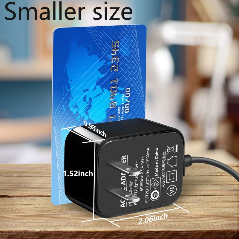 VHBW 9V 1A AC Adapter Center (-) 5.5*2.1mm PSE Certified