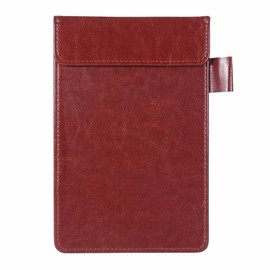 1Pc Professional PU Leather Clipboard Writing Pad Menu Folder Board Small Memo Receipt Clipboard with Pen Holder for Hotel Restaurant Office and Home Use, 200 * 130MM (Brown)