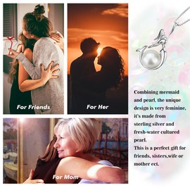 Wristchie - Collar con colgante de sirena de plata esterlina 925 para mujer, 45,7 + 5 cm Una talla Plateado