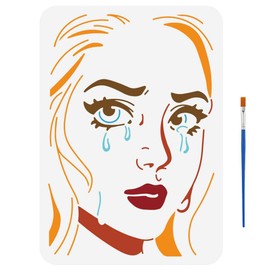 FINGERINSPIRE Woman In Tears Painting Stencil 21x29.7cm Woman Portrait Stencil with 1Pc Plastic Paint Brush