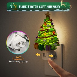 JandCase Christmas Tree Night Light, 3000K Night Lights Plug into Wall,Cute & Funny Ceramics Night Light for kids,Plug in Vintage Decor Nightlight with 360° Rotatable for Home Party Decor,1 Pack