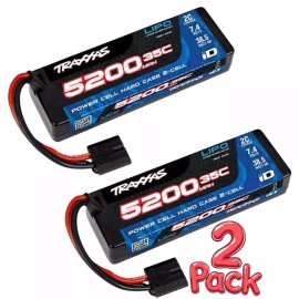 Traxxas New Traxxas 2844R 5200mAh 7.4v Hard Case 2-cell 35C LiPo Battery (2) Pack Slash