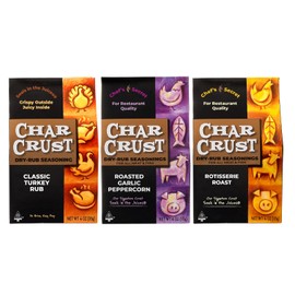 Char Crust Dry-Rub Seasonings 3-Flavor Roasting Gift Set | Rotisserie Roast, Roasted Garlic Peppercorn, Classic Turkey Rub | Perfect for Turkey, Chicken, Tenderloin and Prime Rib, 4 oz Each (3-Pack)