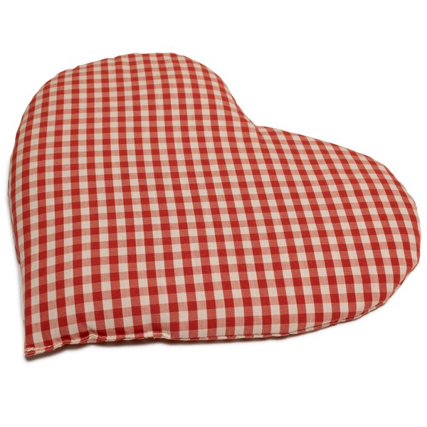 Cherry Stone Cushion Heart Approx. 30 x 25 cm – Organic Fabric Red/White – Heat Cushion – Grain Cushion Heart Cushion – A Charming Gift
