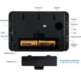 EUTUKEY Alarm Clock, Wall Clock, 3 "LED Digital Clock Large Display, Battery Operated or Main Power Supply, Low Light Numbers Don't Disturb Sleep and Easy to Set, Suitable for Bedroom (Black)