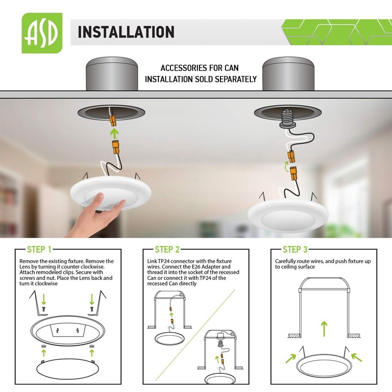 ASD (48 Pack) Retrofit Kit for LED Disk Light Installation