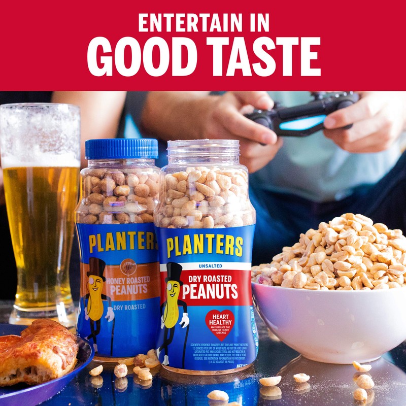 Planters Peanuts, Dry Roasted & Unsalted, 16 Ounce Jar (Pack