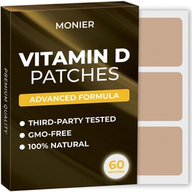D3 Patches (Pack of 60) - 100% Natural D Patch for Women and Men - with Calcium, Magnesium, K2 - Immune & Body Support - Enhanced Formula