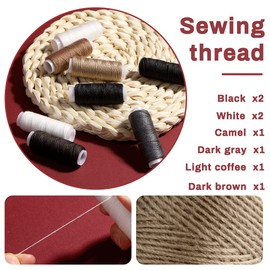 36 Pcs Upholstery Repair Kit, Leather Working Tools, Leather Sewing Kit with Large-Eye Stitching Needles, Upholstery Thread, Heavy Duty Sewing Kit Leather Sewing Tools for DIY Leather Craft