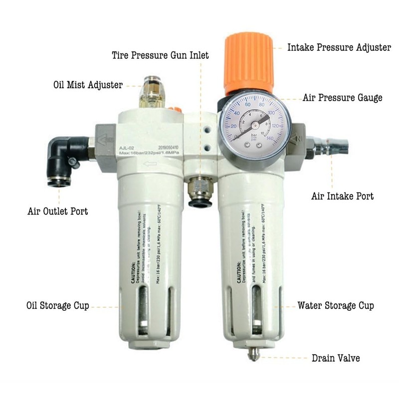 Generic 1/2"" NPT Tire Changer Oil Water Separator, Inline Pressure