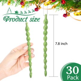 Boao 30 Pieces Plastic Icicle Twisted Plastic Icicle Christmas Ornaments Icicle Decoration Christmas Tree and Holiday Xmas Party Wedding Hanging (Light Green,7.8 Inch)