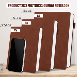 UIRIO Graph Paper Notebook (Brown) - 360 Pages 100 GSM Thick Graphing Paper - B5 Grid Notebook Quad Ruled - Hardcover Leather Journal Campus Notebook for School, Math, Composition