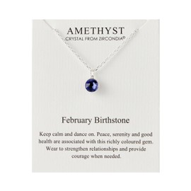 Philip Jones February (Amethyst) Birthstone Necklace Created with Zircondia® Crystals