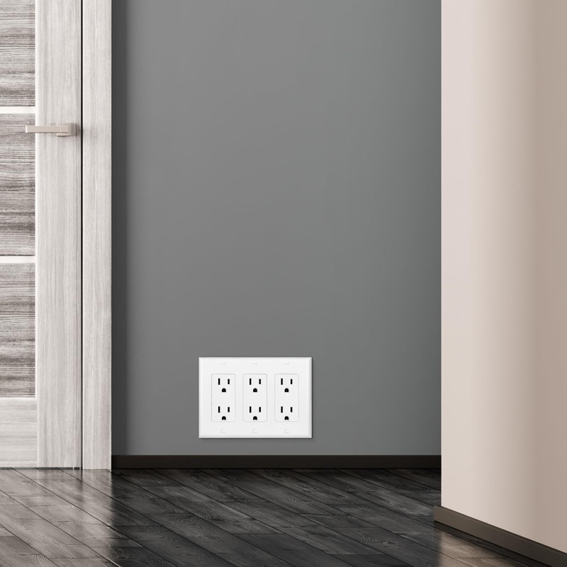 2 Pack Decorator Wall Plate Outlet Covers, Standard Size 3-Gang