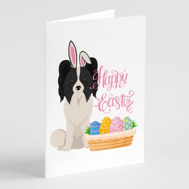 Black and White Papillon Easter Greeting Cards and Envelopes Pack of 8